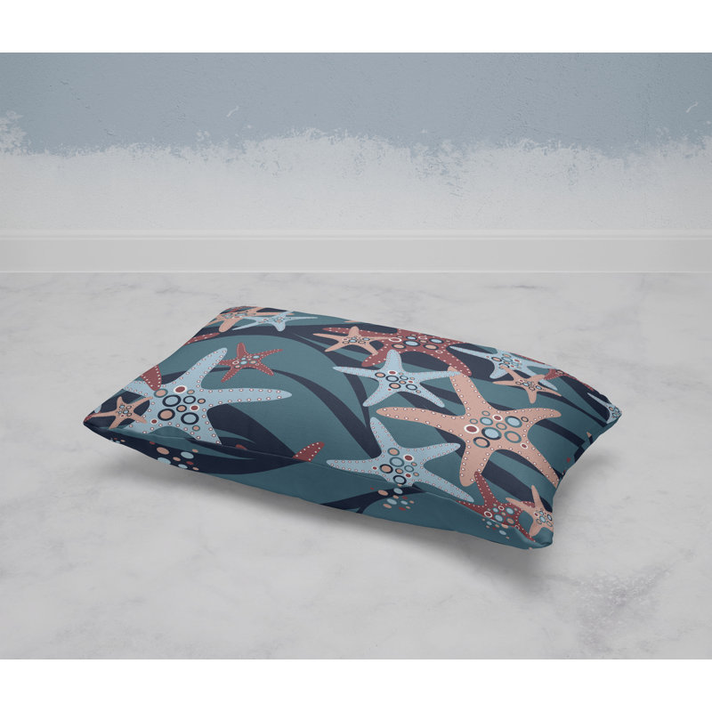 Starfish Sway  Rectangular Throw Pillow, Blue/Gray