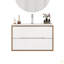 Meuble-lavabo mural 32 po avec lavabo, armoire avec tiroirs doubles, système de fermeture en douceur, lavabo en céramique, bois massif, facile à installer, conception unique sans poignée