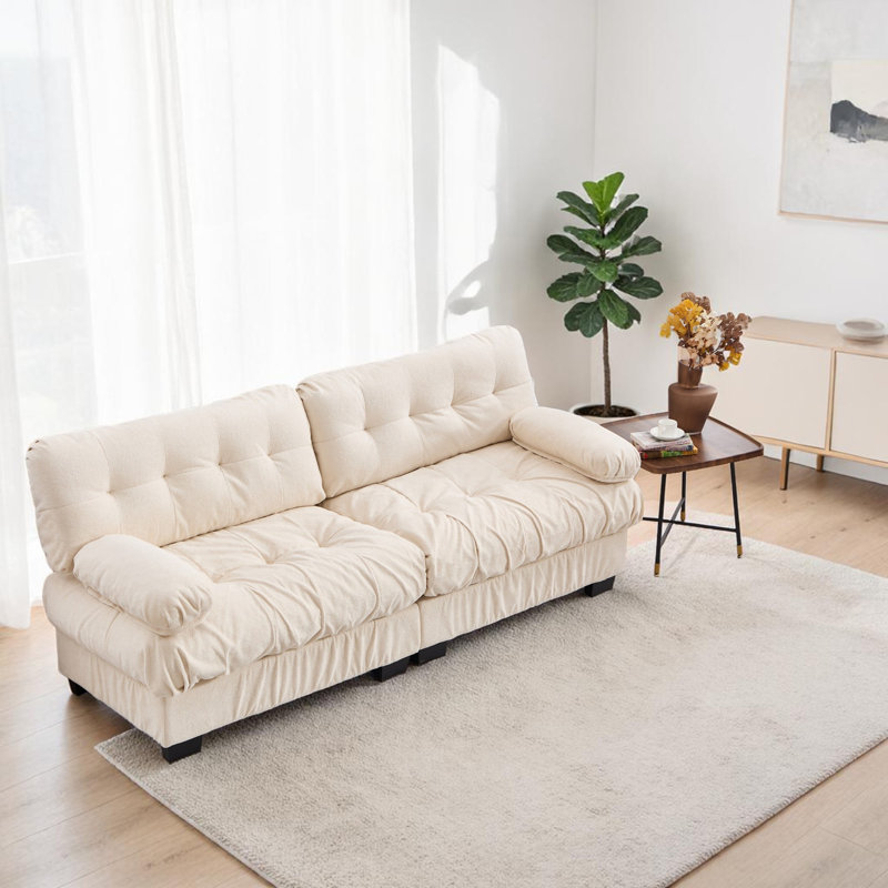 Causeuse en flanelle 88 po Geneveve, Beige
