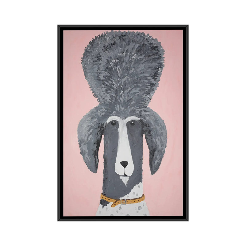 King Poodle - Framed Wall Art Print, 26" H x 18" W, Framed Print without Mat, Black