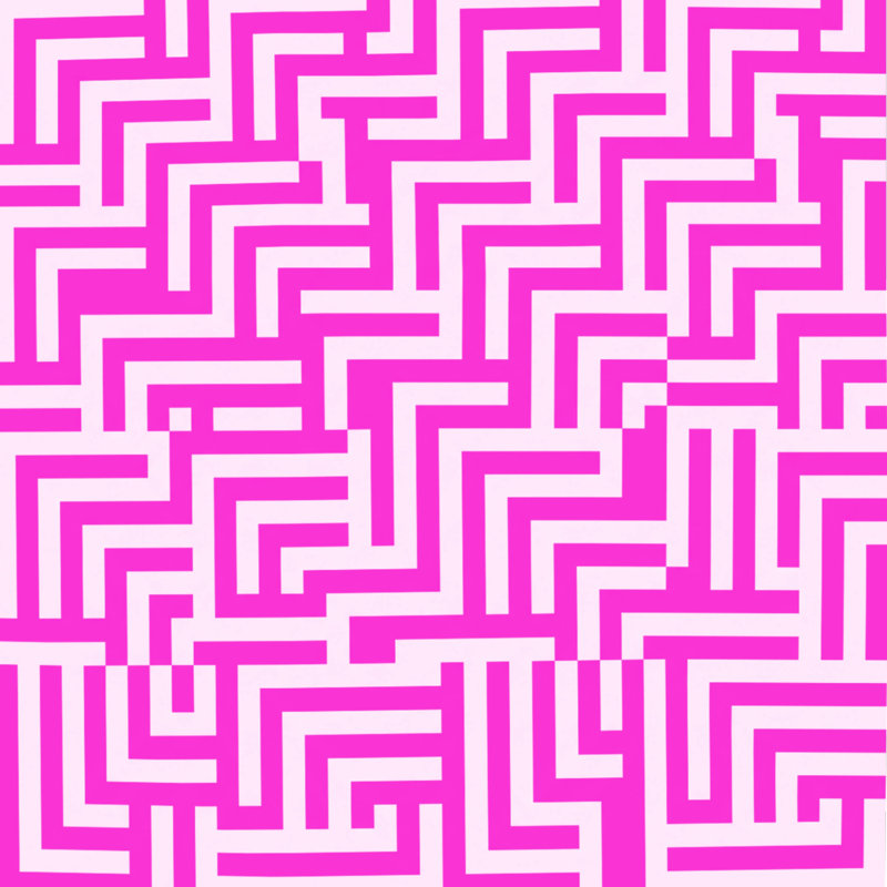 Édredon à motif géométrique Maze, Très grand lit, Rose moyen / blanc clair