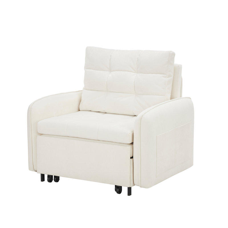 42" Wide Convertible Chair 3-In-1 Pull Out Sleeper Futon Chair Beds With USB, Beige