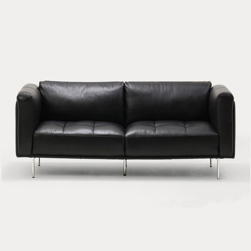 Coussin de canapé standard en cuir véritable, H 30,31 po x l 70,87 po x P 35,83 po, Noir, noir, noir, noir