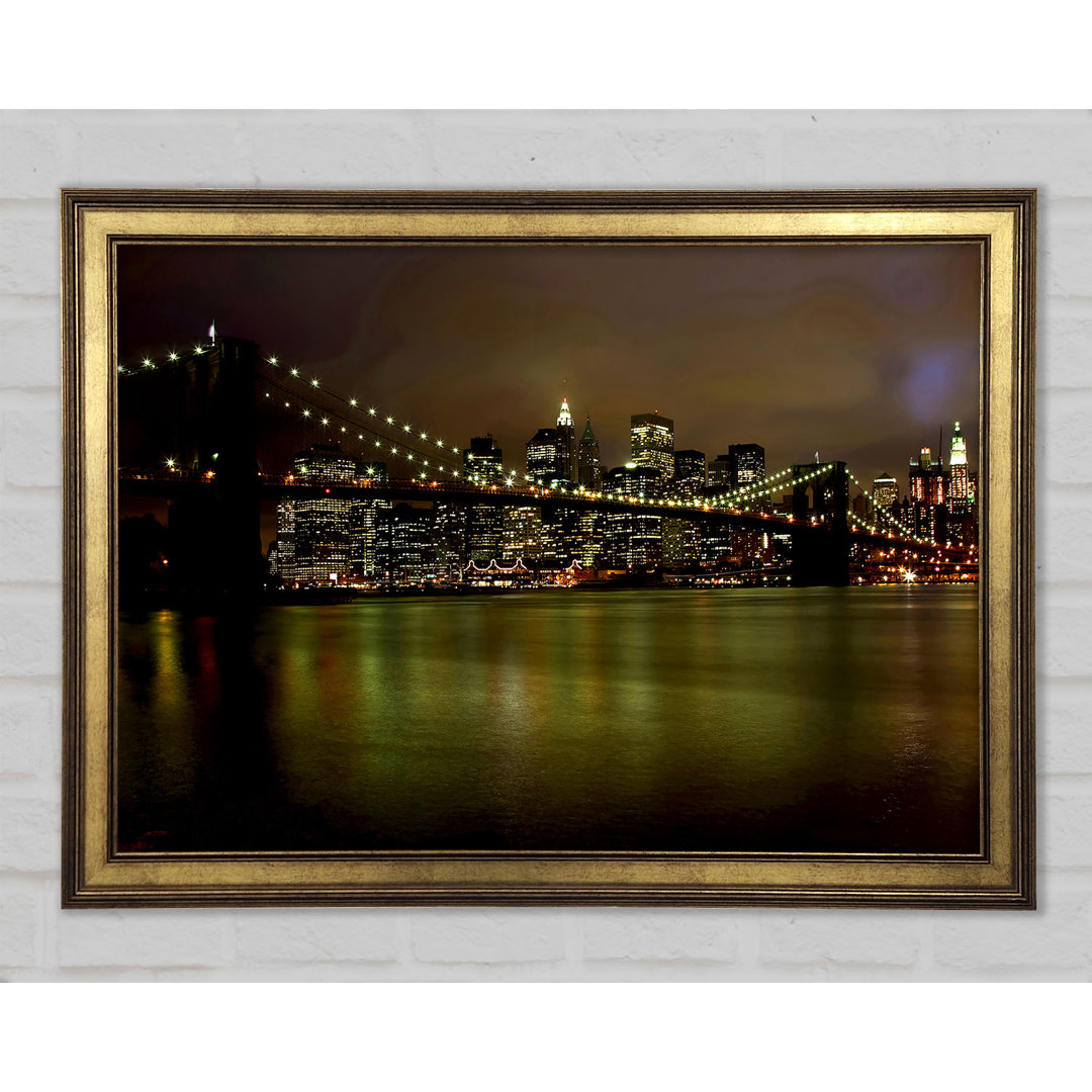 Brooklyn Bridge Green Waters - Einzelner Bilderrahmen Kunstdrucke auf Holz