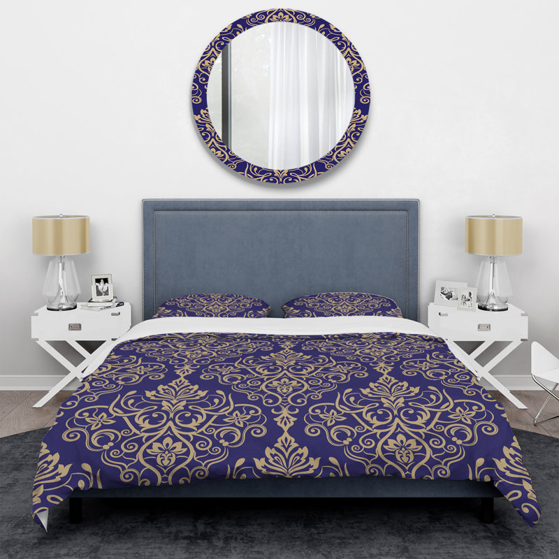 Ensemble de housse de couette en microfibre bleu / gris 3 pièces