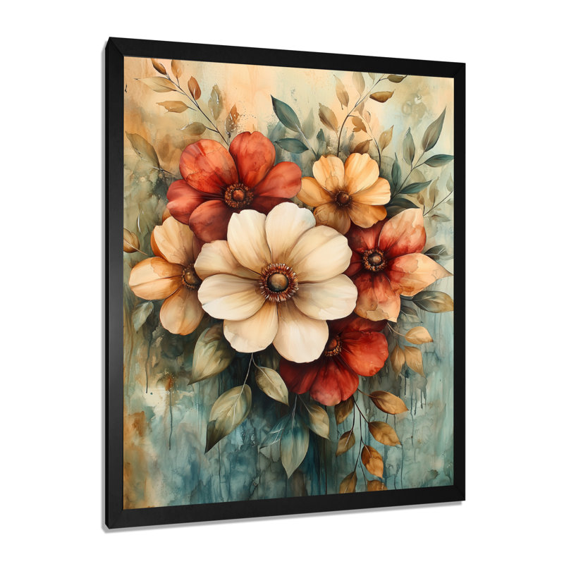 Hartley - Floral Wall Art, Noir, noir, noir, noir, H 20 po x l 12 po, Reproduction encadrée d'une seule photo