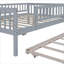 Two Person Full Size Platform Daybed, Soft Gray Solid Wood For Bedroom With Pull Out Trundle and Guardrails-129232290-129232292