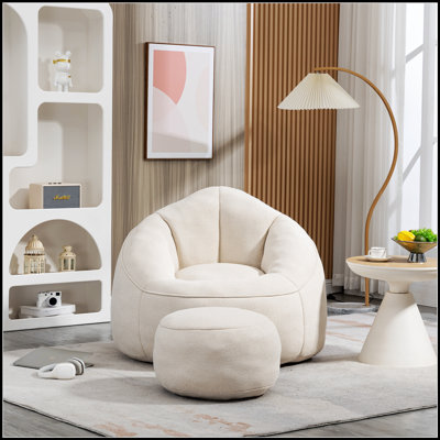 Fauteuil à billes en mousse haute pression pour adultes, confort et détente ultimes avec rembourrage en mousse rembourrée et repose-pieds