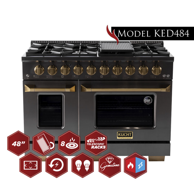 Gemstone™ KED 484 Series 48" 4.2 Cubic Feet Freestanding Convection Range, Natural Gas