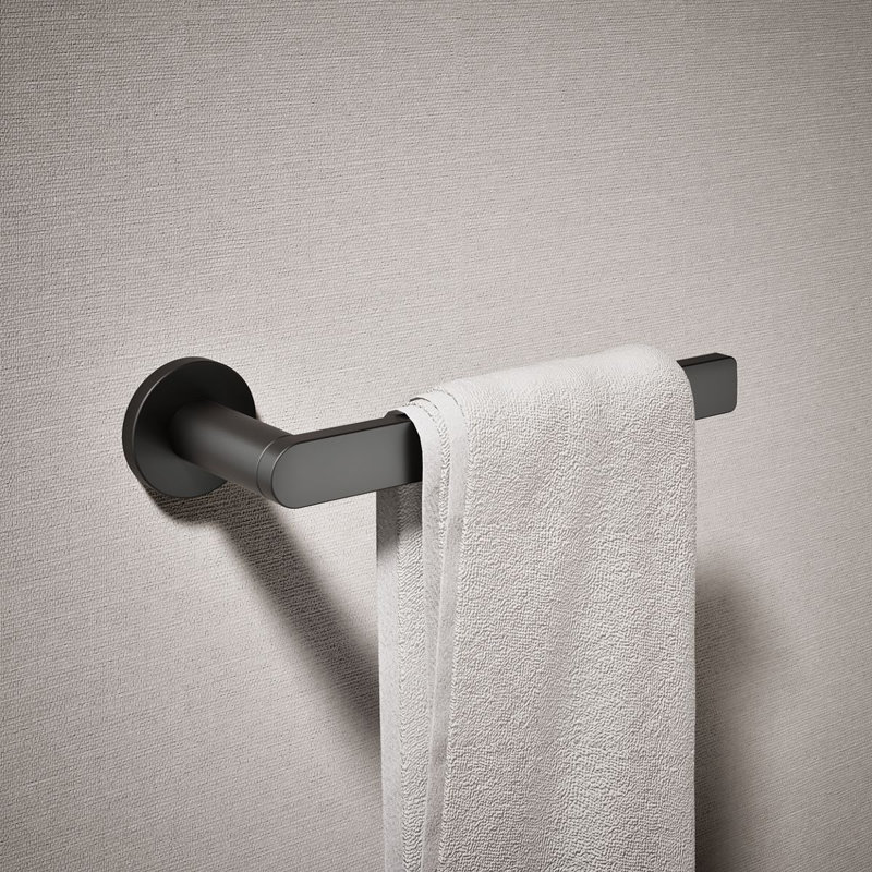 8" Wall Mounted Towel Arm, Matte Black
