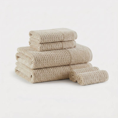 Spa Waffle Cotton Jacquard Antimicrobial Bath Towel 6 Piece Set