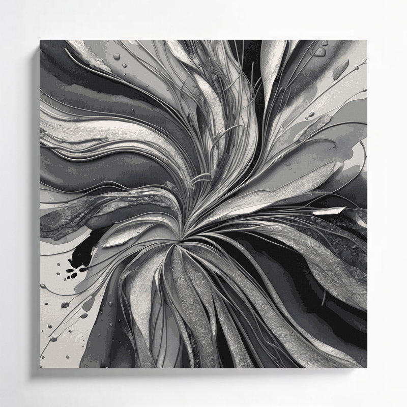 Aquarelle abstraite 30, art mural sur toile grise, H 16 po x l 16 po