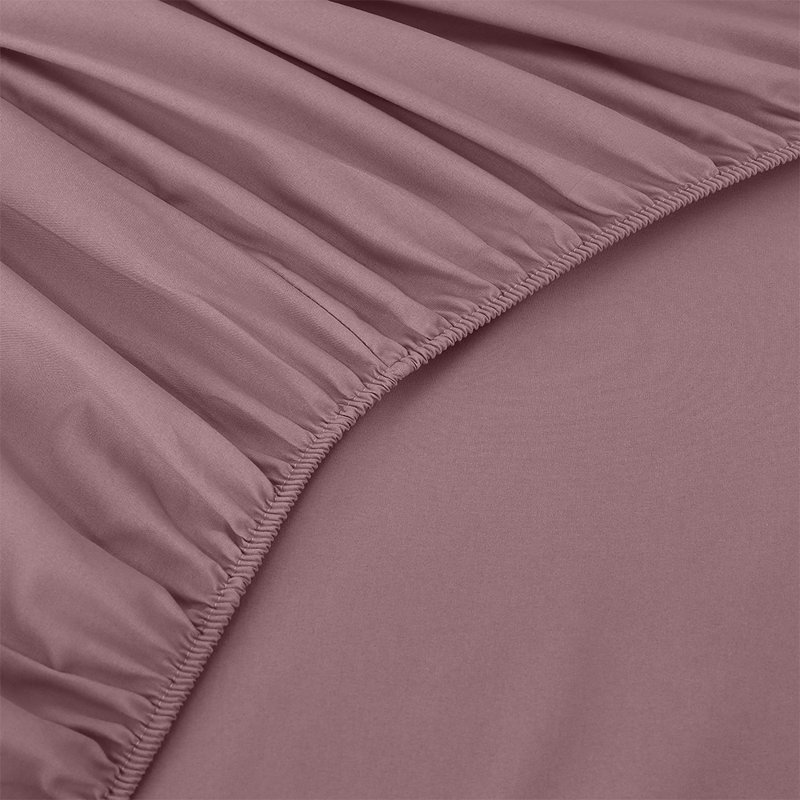 Ensemble de draps 4 pièces de couleur unie avec fibres ultra-fines convenant aux chambres familiales, Rose