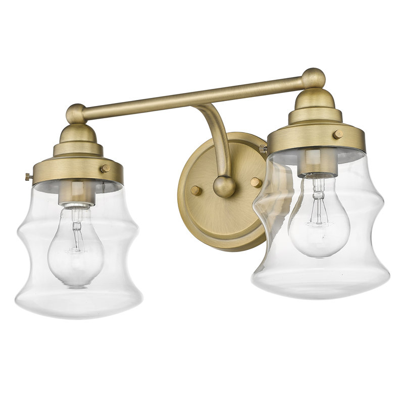 2 - Light Dimmable Vanity Light, Antique Brass