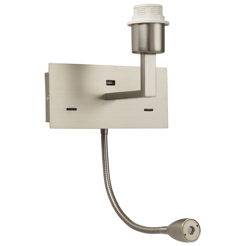 Pimlico Plus Reader, E27 & 1W 3000k, USB, , Satin Silver