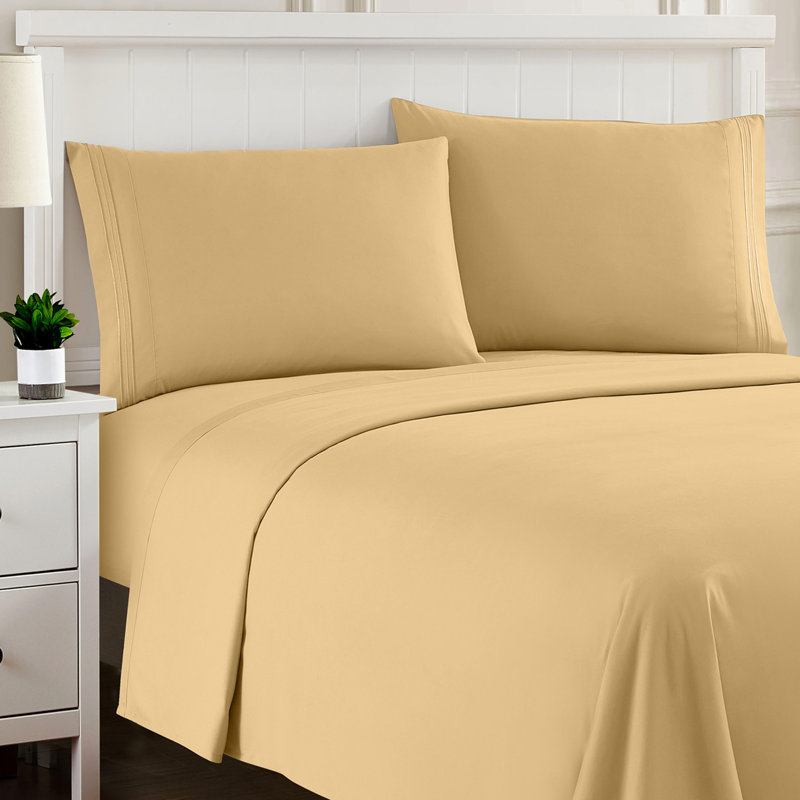 Luxurious Classic Soft Solid 1800 Series Microfiber Sheet Set, Various Colors and Sizes, Camel, California King