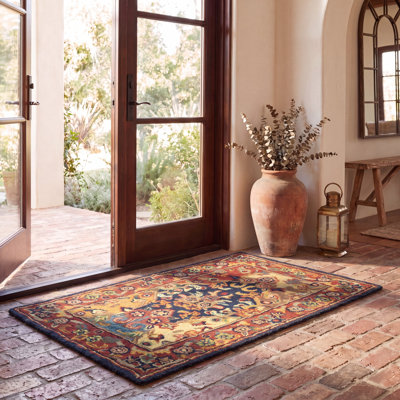 Tapis bourgogne à motif oriental en laine/coton touffeté à la main Costilla