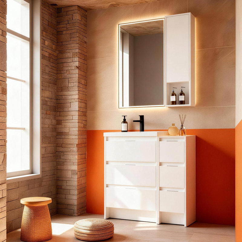 Ensemble de meuble-lavabo autoportant 36 "Cube
