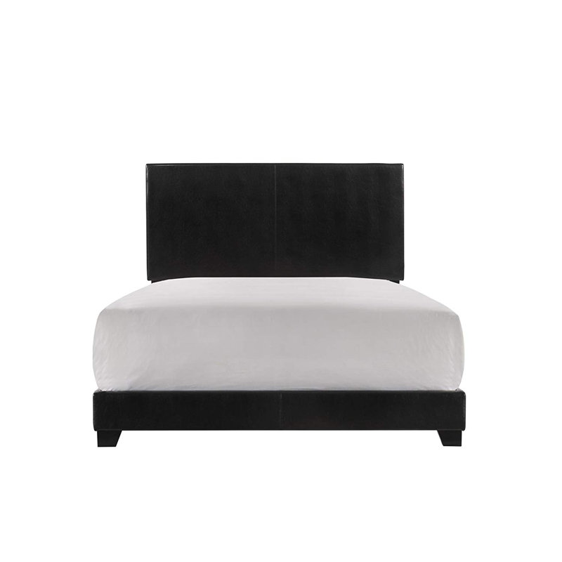 Lit tapissier standard à profil bas Hazelynn, Polyester gris, Simple