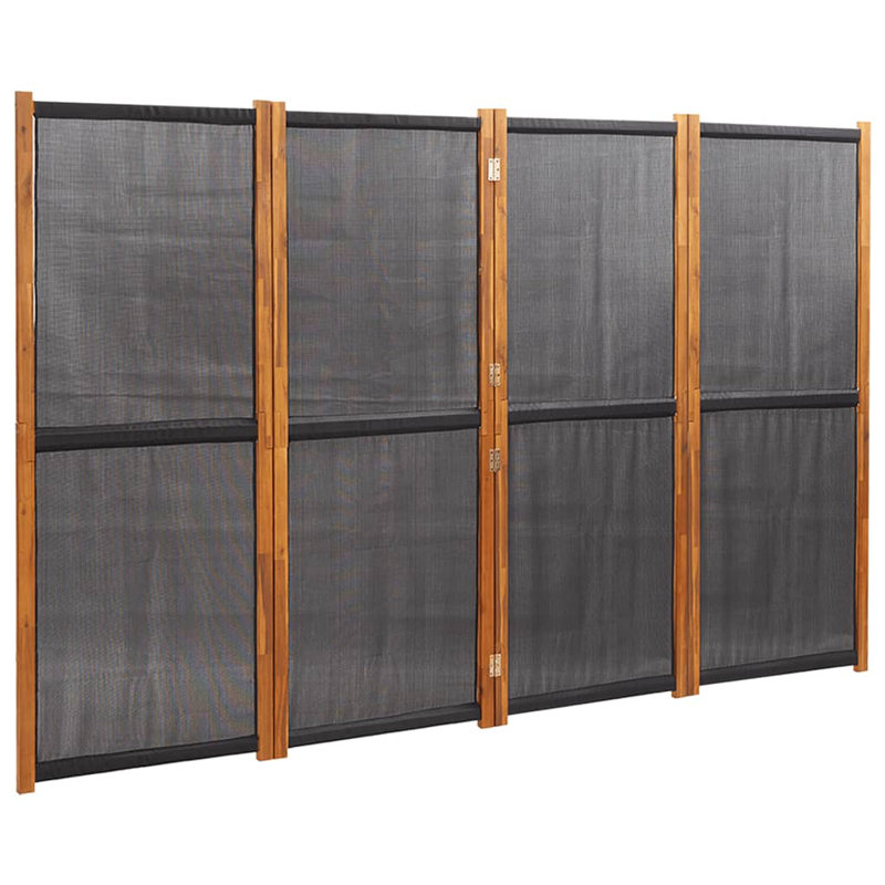 Metts 457.2cm H Solid Wood Folding Room Divider, 4, 180cm H x 280cm W, Black