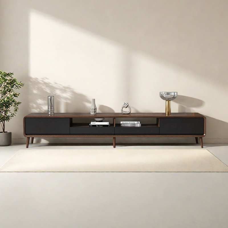 Meuble télé Nordic, Noir / brun, H 16,93 po x L 94,48 po x l 15,75 po