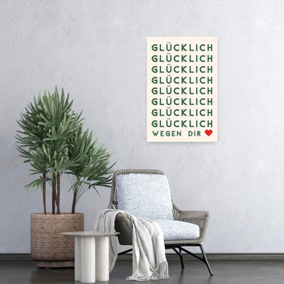 " Gla&Frac14;Cklich Wegen Dir Heart Minimalist Modern Romantic Wall Art Print " by Ohkimiko
