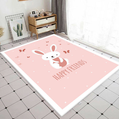 Golub Power Loom Pink/White Rug