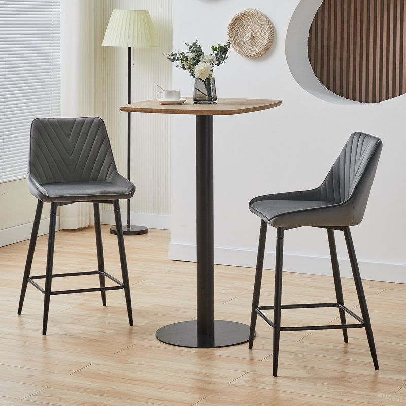 Slivno Upholstered Counter Stool with Metal Frame, Grey