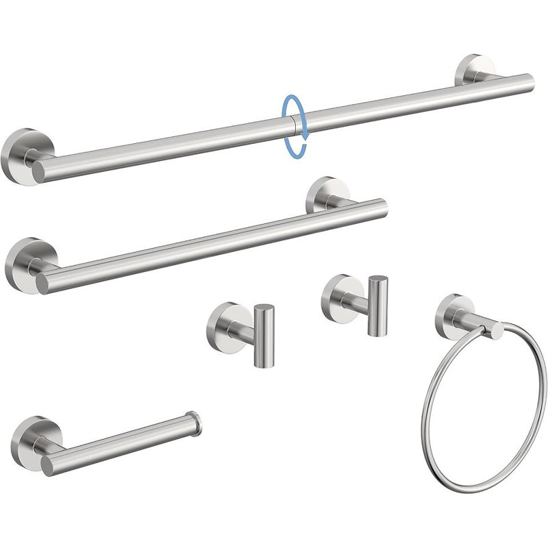 DetachPro Brushed Nickel 6-Piece Decorative Bathroom Hardware Set, Brushed Nickel