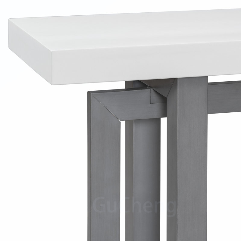 Contemporary Extra Long Console Table with Versatile Functionality for Various Rooms, White/Dark Grey
