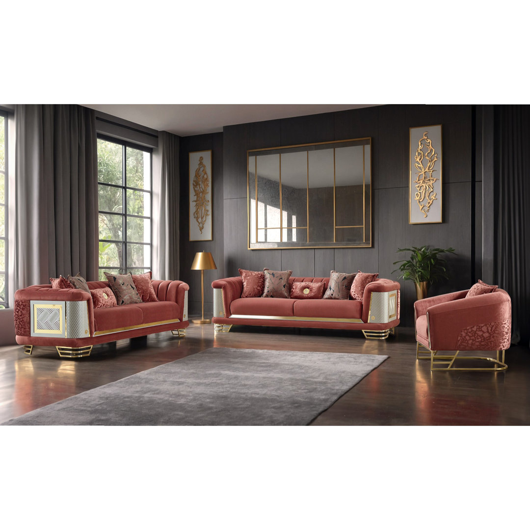 Heidy 4 - Piece Velvet Living Room Set Everly Quinn Upholstery