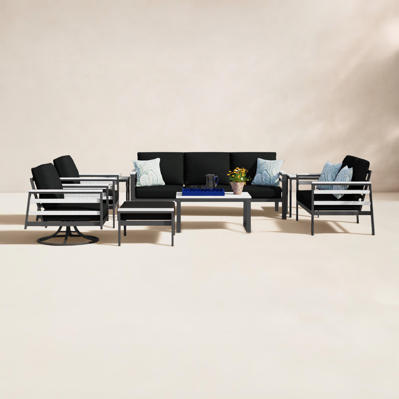 Ensemble de conversation avec coussins Sunbrella Townsend, Toile Sunbrella® noir