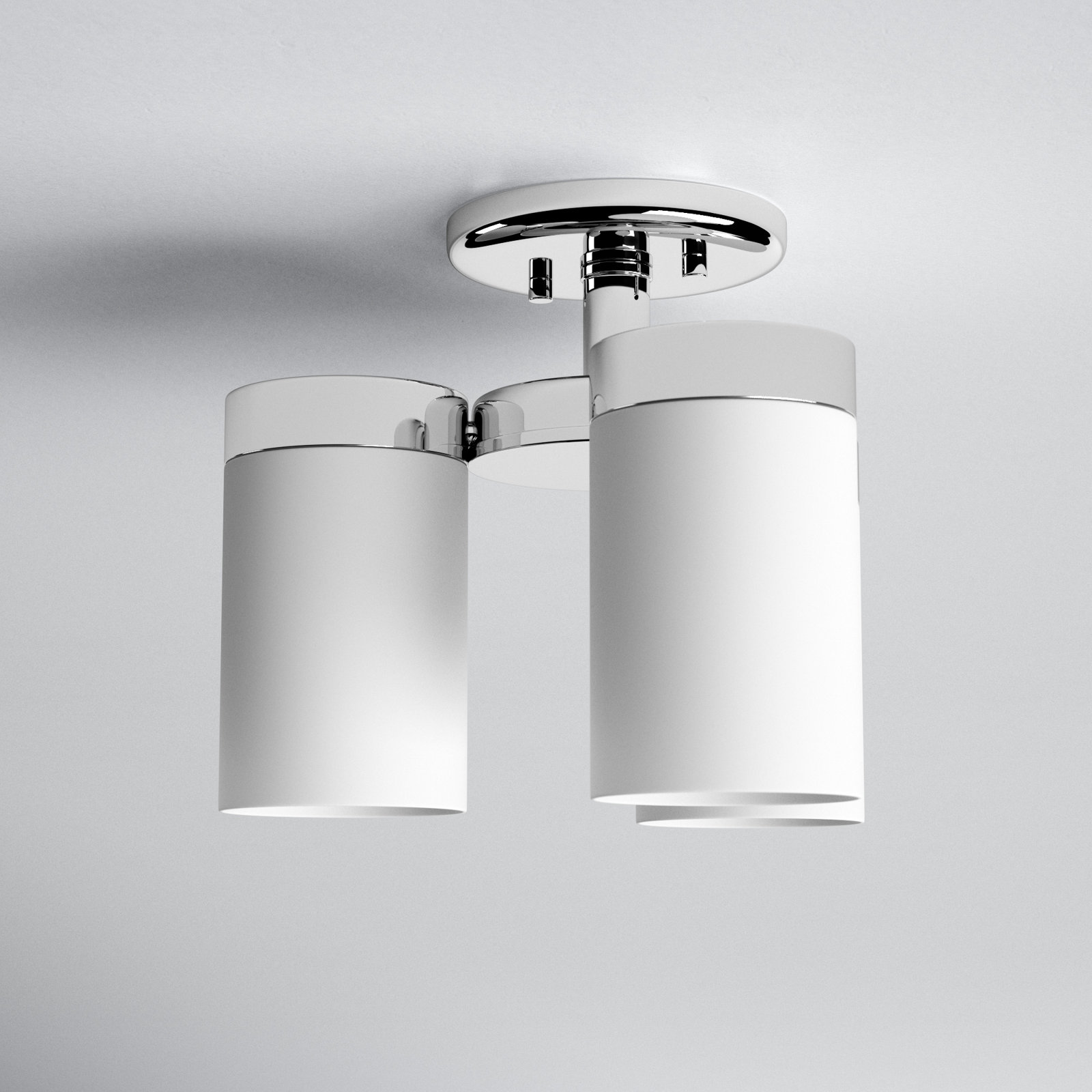 Preston 3 Light Frosted Glass Semi Flush Mount, Polished Chrome
