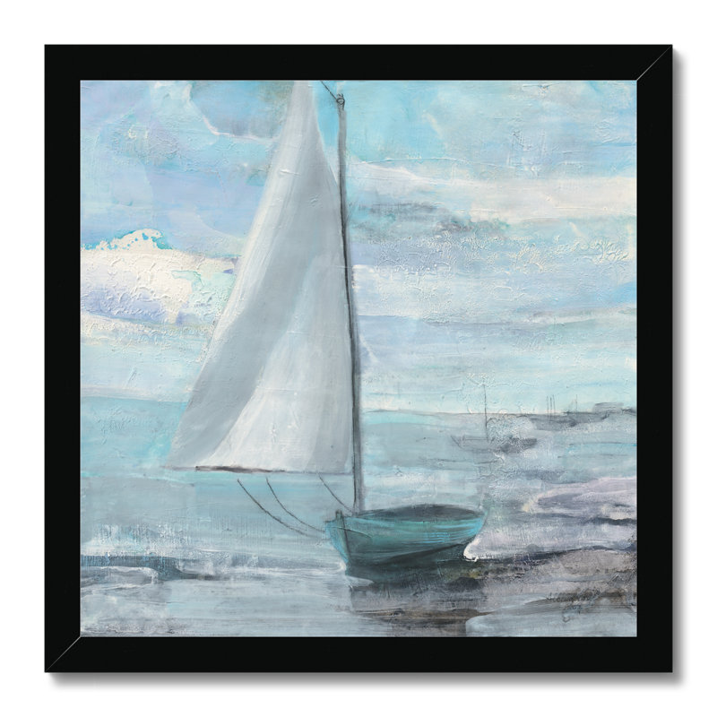 Silver Sail by Albena Hristova - Painting, Black Framed Paper Print, 34cm H x 34cm W