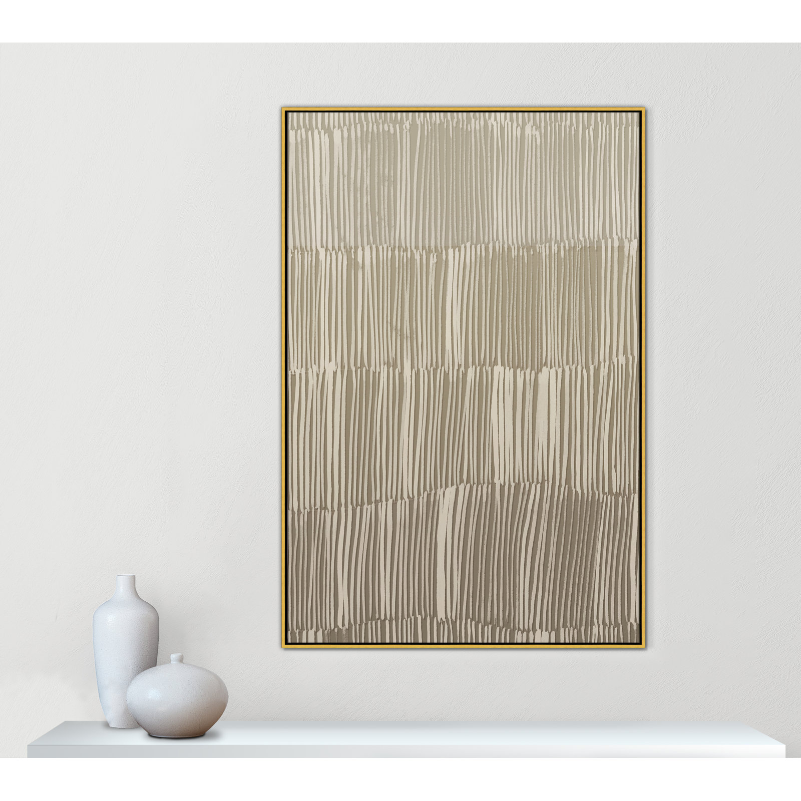 Linear Calm II Print by , 61.5" H x 41.5" W, Gold Floater