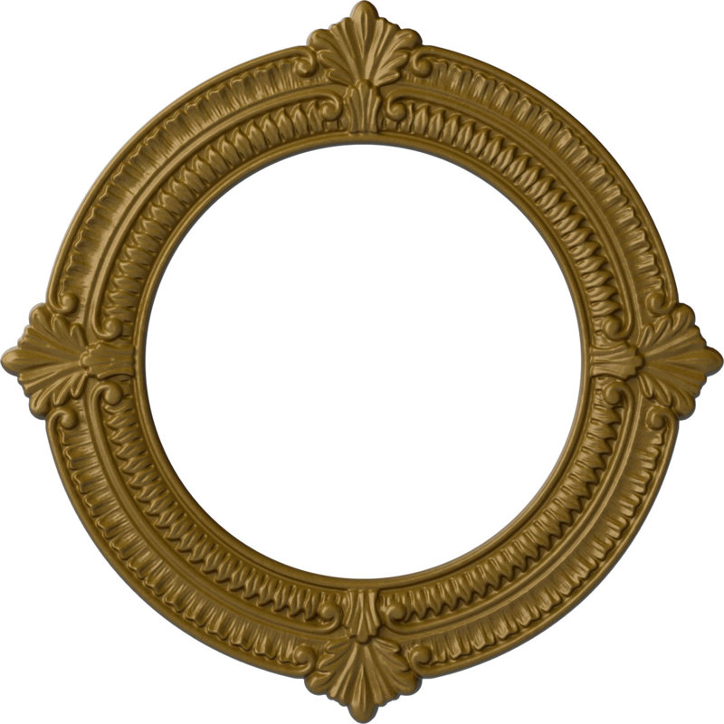Médaillon de plafond Endurathane Benson, P 13 1/8 po x P 8 po x P 5/8 po (convient aux auvents jusqu'à 8 po), finition dorée de pharaons peinte à la main