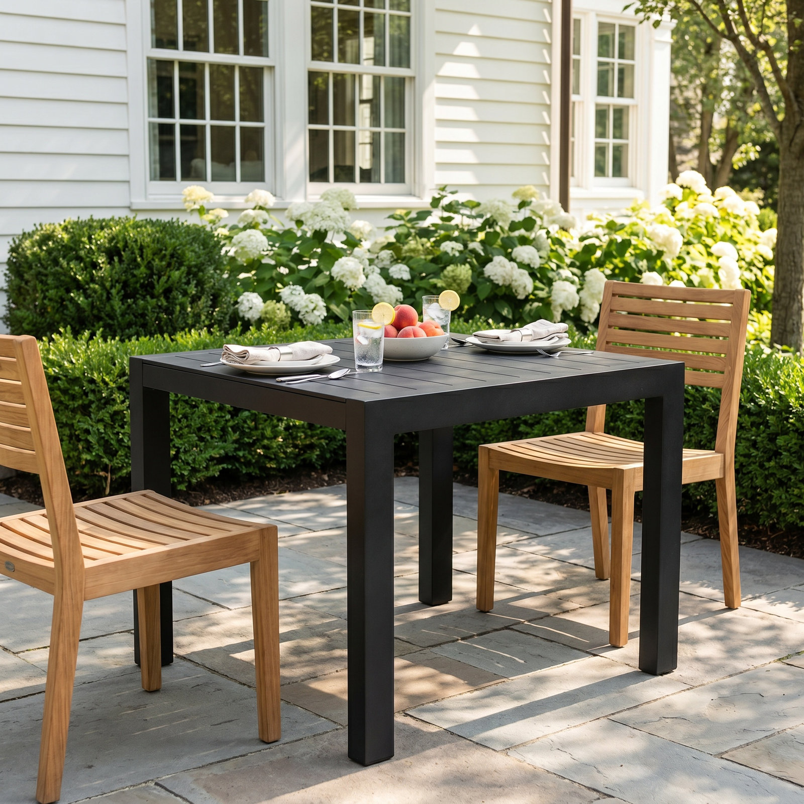 Bisharah Aluminum Outdoor Dining Table, Black
