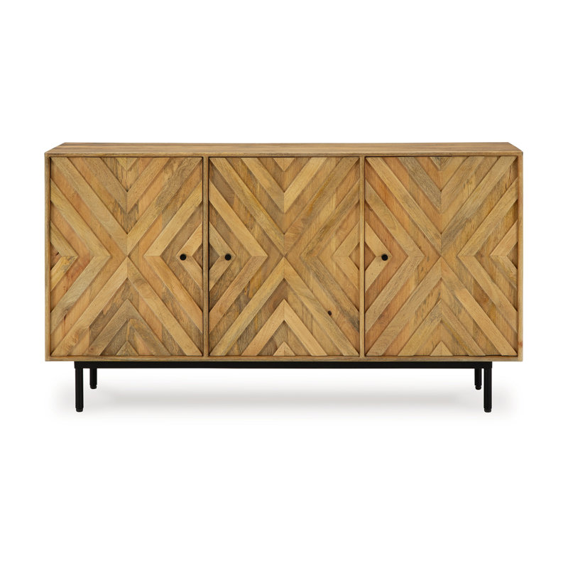Console de buffet, portes à motif de losanges 3 portes, brun, 58 po