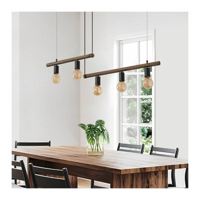 Macgregor 5-Light Brown Metal Kitchen Island Pendant Light Fixture with Adjustable Height