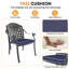 Ensemble repas de patio avec table ronde, coussins bleus inclus-94516924