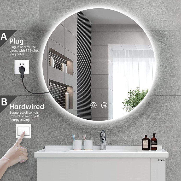 BBE Modern & Contemporary Lighted Fog Free Round Bathroom / Vanity Mirror &  Reviews