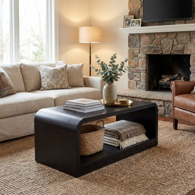 Table basse moderne en MDF de 47,24 pouces avec tablette de rangement ouverte