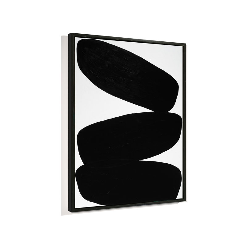 Trois haricots par Yaffa G, Cadre flottant noir, H 51 po x l 40 po