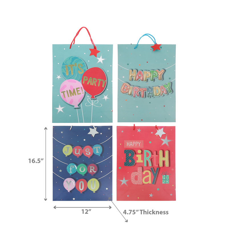Ensemble de 12 sacs-cadeaux Happy Birthday