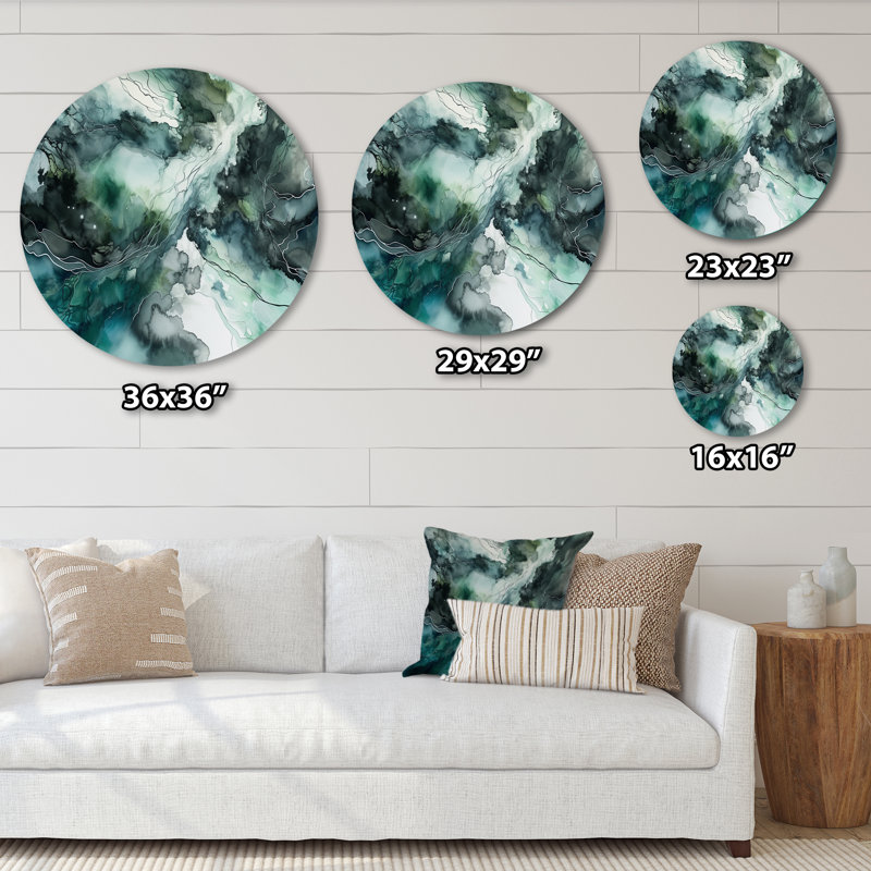 Streator vert bleu marbré Dreamscape III, H 16 po x l 16 po x P 1 po