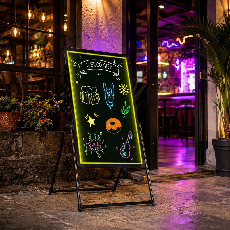 Tableau d'écriture 32 "à DEL avec télécommande - enseigne lumineuse néon effaçable