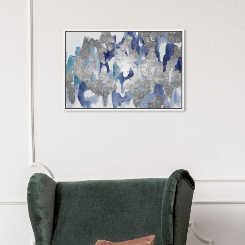 " Blue Palais ", 16" H x 24" W, Black Framed