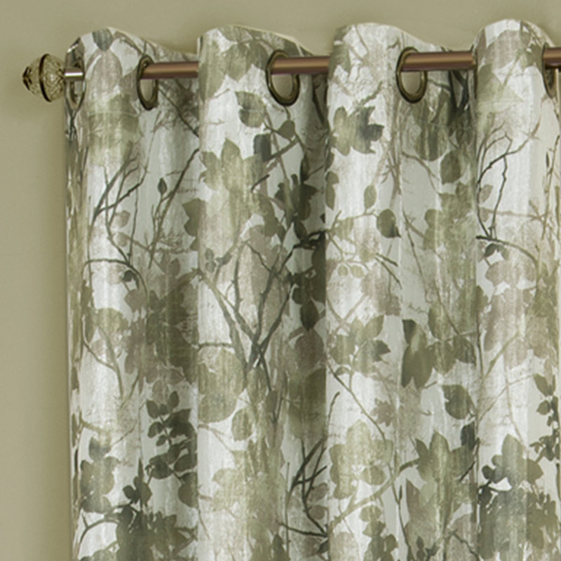 Warrenup Floral Energy Efficient 98% Blackout Thermal Grommet Lined Curtain Panels (Set of 2), 52" W x 84" L, Green