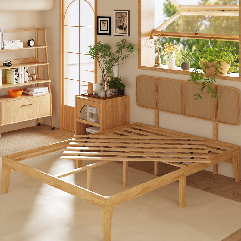 Low Profile Platform Bed With Rustic Style