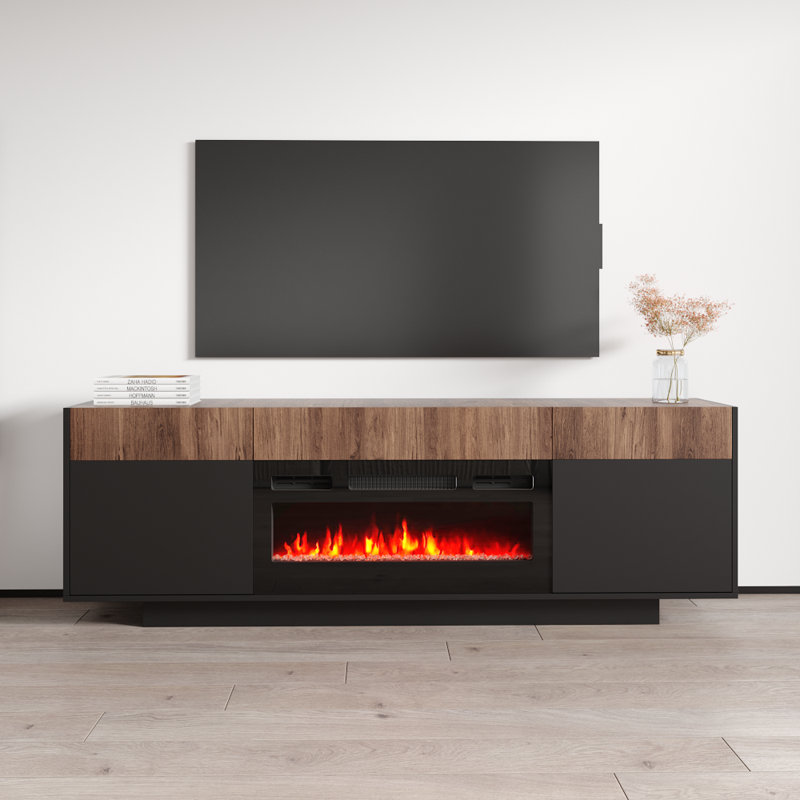 Meuble télé Albinca BLEF, Graphite / noyer